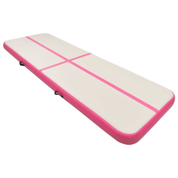 vidaXL Colch&atilde;o de gin&aacute;stica insufl&aacute;vel c/ bomba 300x100x20 cm PVC rosa
