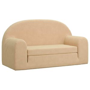 vidaXL Sof&aacute; infantil de 2 lugares pel&uacute;cia macia cor creme