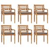 vidaXL 7pcs conj.jantar p/jardim c/almofad&otilde;es cinza-escuro teca maci&ccedil;a