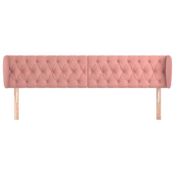 vidaXL Cabeceira de cama c/ abas veludo 203x23x78/88 cm rosa