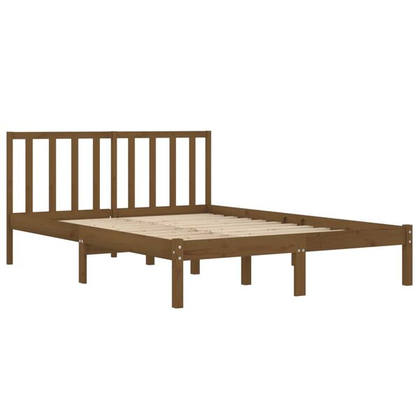 vidaXL Estrutura de cama 200x200 cm pinho maci&ccedil;o castanho mel