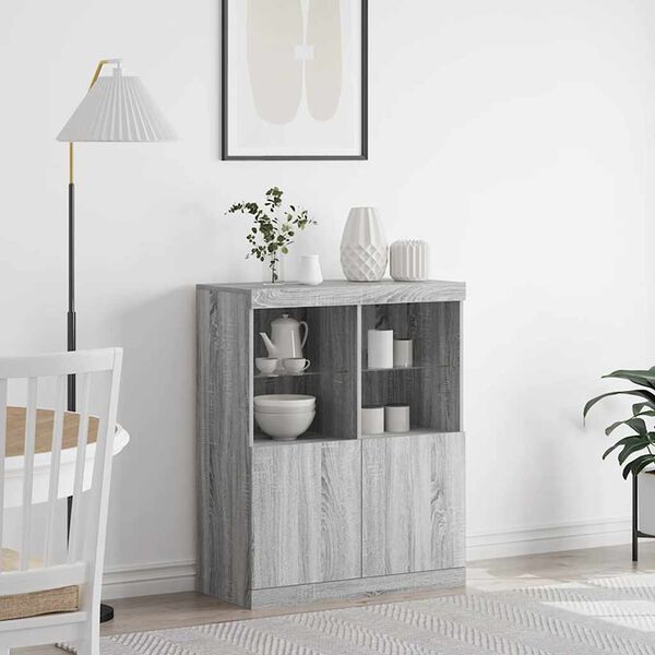 vidaXL Aparador 81x37x100 cm derivados de madeira cinzento sonoma