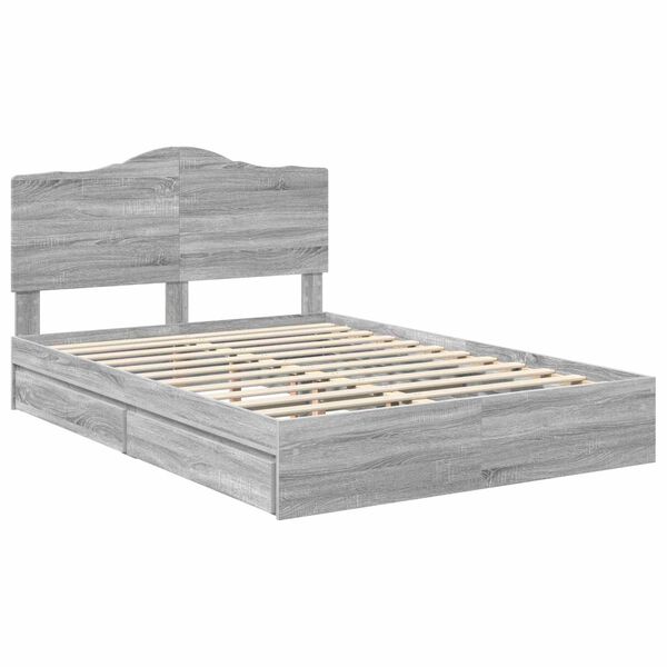 vidaXL Cama com Armazenamento com cabeceira Cinza Sonoma 140 x 200 cm