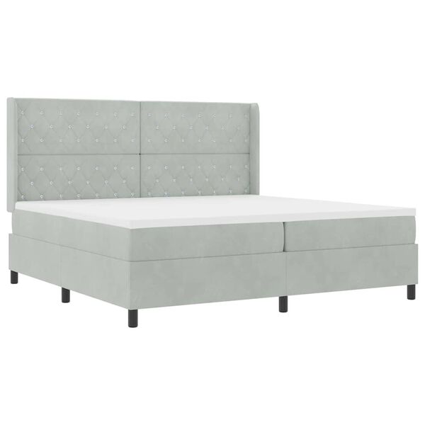 vidaXL Cama Box com colch&atilde;o com led Cinzento-claro 200 x 200 cm Veludo