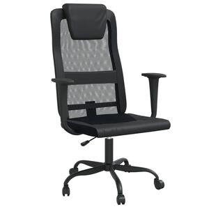 vidaXL Cadeira escrit&oacute;rio tecido malha/couro art. regul&aacute;vel preto
