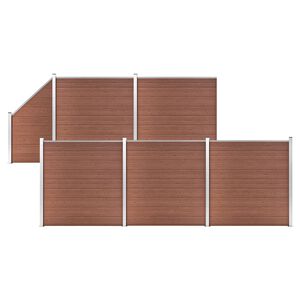 vidaXL Painel veda&ccedil;&atilde;o WPC 5 quadrados + 1 inclinado 965x186cm castanho