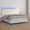 vidaXL Cama box spring c/colch&atilde;o/LED 160x200cm couro artificial branco
