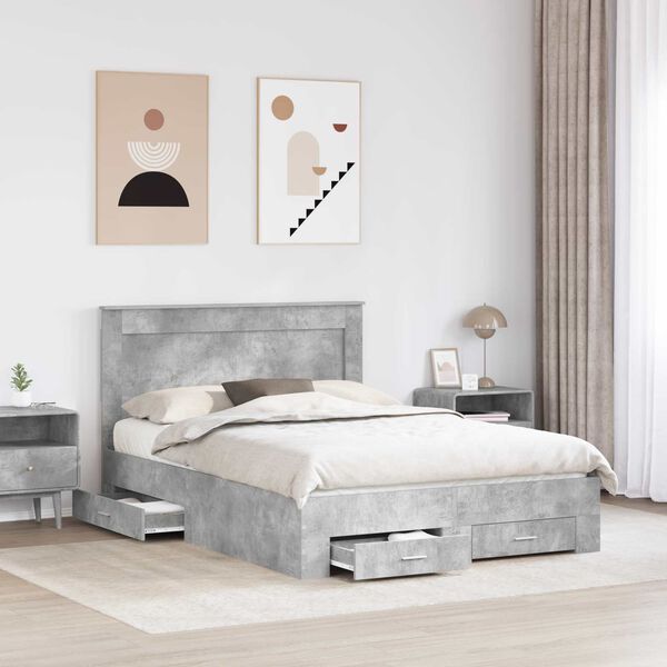 vidaXL Estrutura da Cama com gaveta com cabeceira Madeira processada