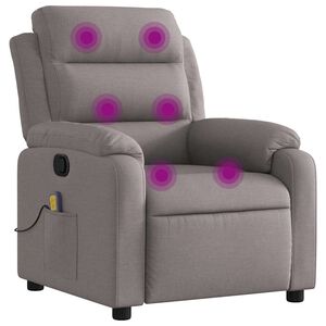 vidaXL Poltrona de massagens reclin&aacute;vel tecido cinzento-acastanhado