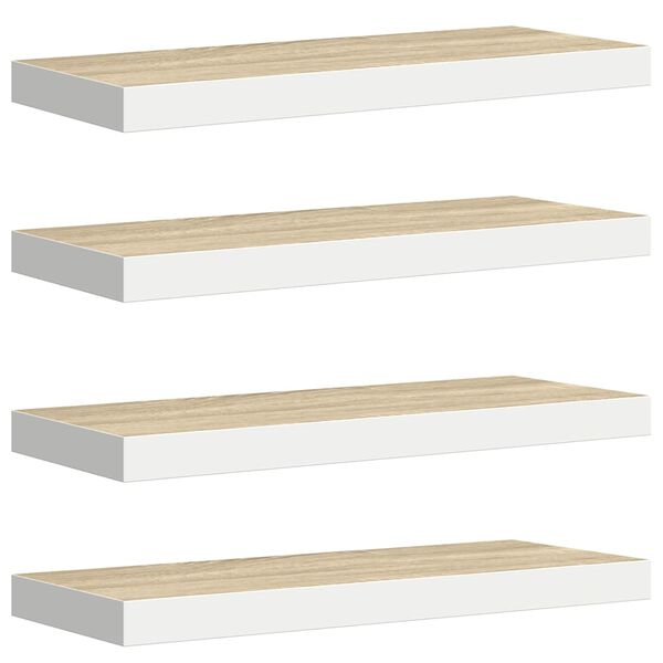 vidaXL Prateleiras parede 4 pcs 60x23,5x3,8 cm MDF carvalho e branco