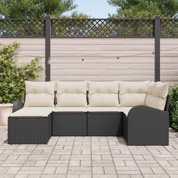 vidaXL Conjunto de Sofá de Jardim com almofada Preto Rattan Sintético