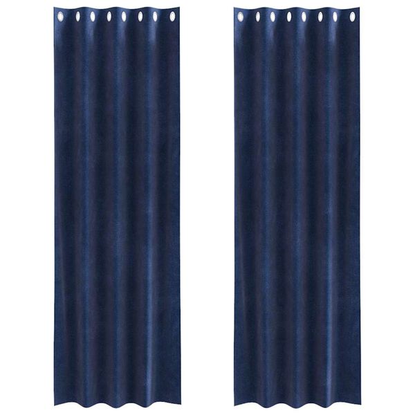 vidaXL Cortinas opacas 2 pcs Azul Escuro 140 x 260 cm Veludo