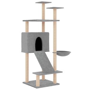 vidaXL &Aacute;rvore p/ gatos c/ postes arranhadores sisal 153 cm cinza-claro