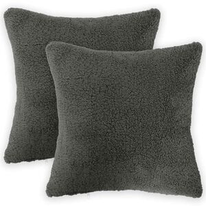 vidaXL Capa almofada 2 pcs HEERLEN Cinzento-Escuro 30 x 30 cm Boucl&eacute;