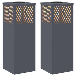 vidaXL Luz Solar LED de Caminho 2 pcs Antracite A&ccedil;o Laminado a Frio