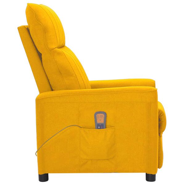 vidaXL Poltrona de massagens tecido amarelo