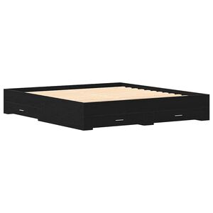 vidaXL Estrutura da Cama com gaveta Carvalho Preto 180 x 200 cm