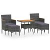 vidaXL 5 pcs conjunto de jantar p/ jardim vime PE/ac&aacute;cia maci&ccedil;a cinza