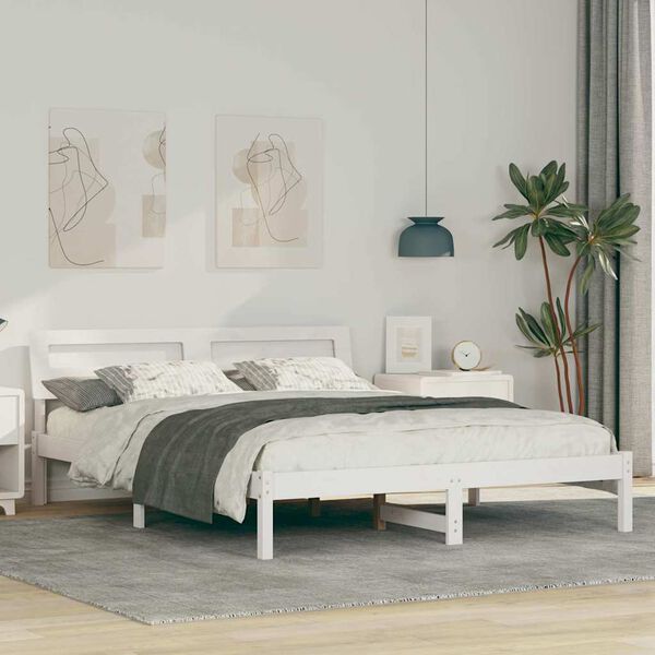 vidaXL Estrutura da Cama com cabeceira Branco 160 x 200 cm