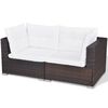 vidaXL 10 pcs conjunto lounge jardim c/ almofad&otilde;es vime PE castanho