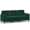 vidaXL Sof&aacute; 3 lug. c/ almofadas decorativas 180 cm veludo verde-escuro