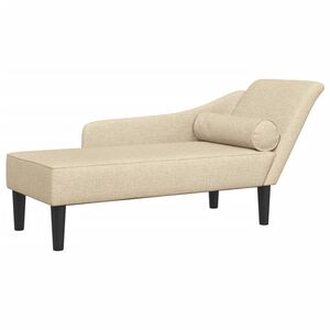 vidaXL Chaise lounge com almofadões tecido creme
