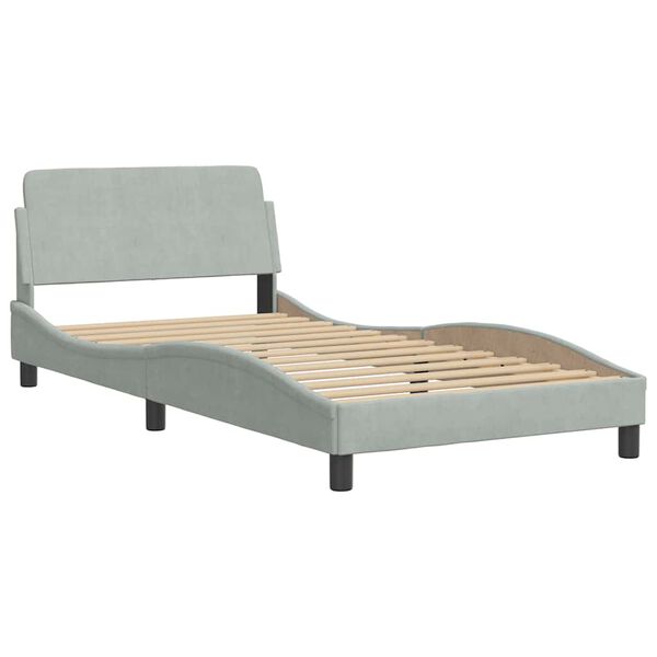 vidaXL Estrutura de cama sem colch&atilde;o 100x200 cm veludo cinzento-claro