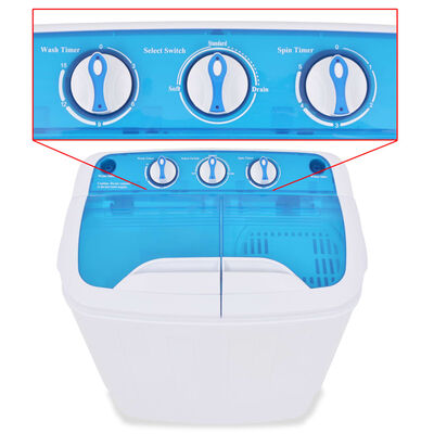 vidaXL Mini máquina de lavar roupa tambor duplo 5,6 kg
