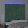 vidaXL Cabeceira de cama c/ LED veludo 80x5x118/128 cm verde-escuro