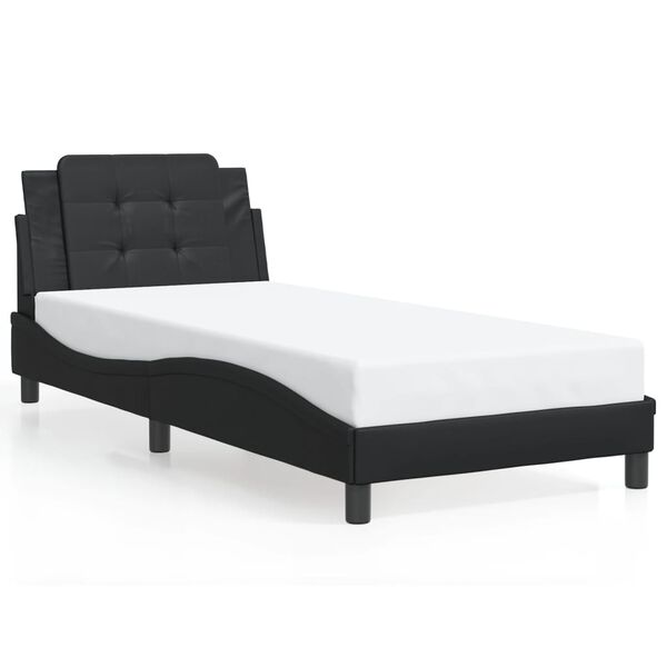 vidaXL Estrutura de cama sem colch&atilde;o Zadar 90x190 cm couro artificial preto