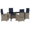 vidaXL Conjunto de Jantar para Jardim 5 unid. Cinzeto vime PE