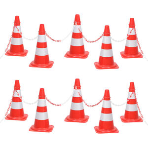 vidaXL Conjunto de cones com corrente de 10 m vermelho e branco