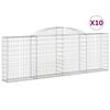 vidaXL Cestos gabi&atilde;o arqueados 10 pcs 300x30x100/120 ferro galvanizado