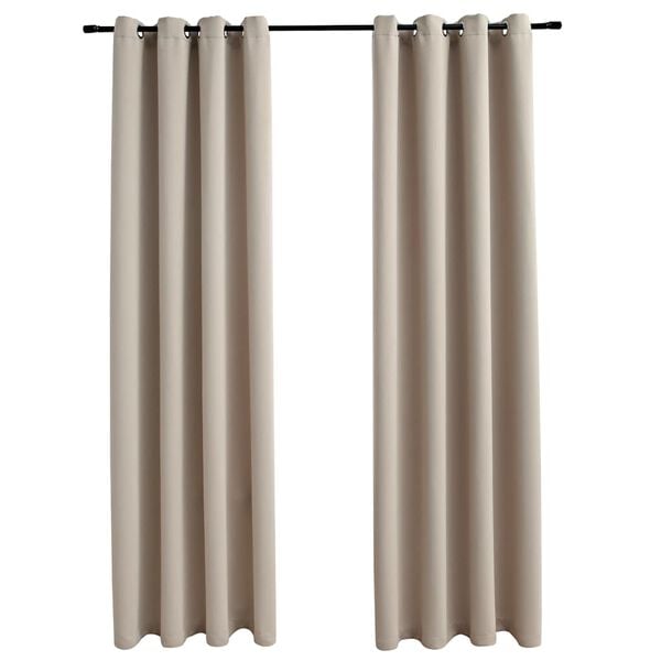 vidaXL Cortinas blackout com argolas em metal 2 pcs 140x225 cm bege