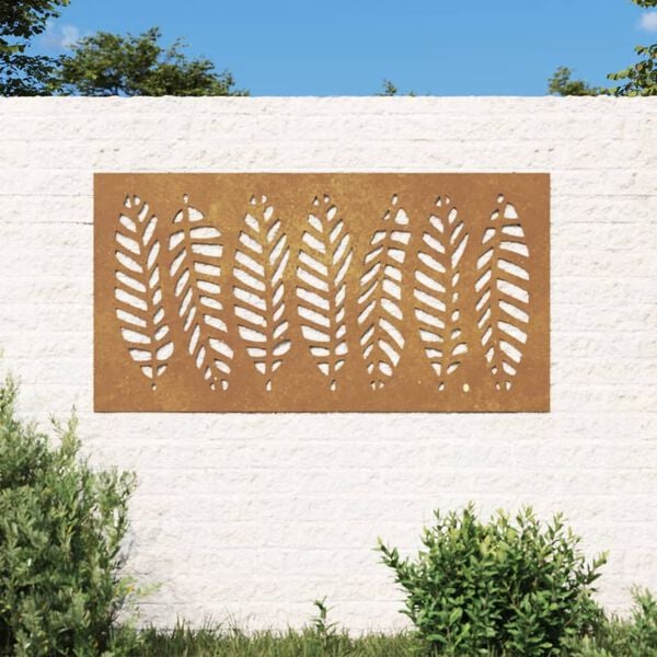 vidaXL Decora&ccedil;&atilde;o p/ muro de jardim 105x55 cm a&ccedil;o corten design folhas