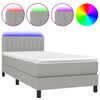 vidaXL Cama box spring c/ colch&atilde;o e LED 90x200 cm tecido cinza-claro