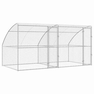 vidaXL Canil de Cachorro 2 pcs Prateado 4 x 2 x 2 m A&ccedil;o galvanizado