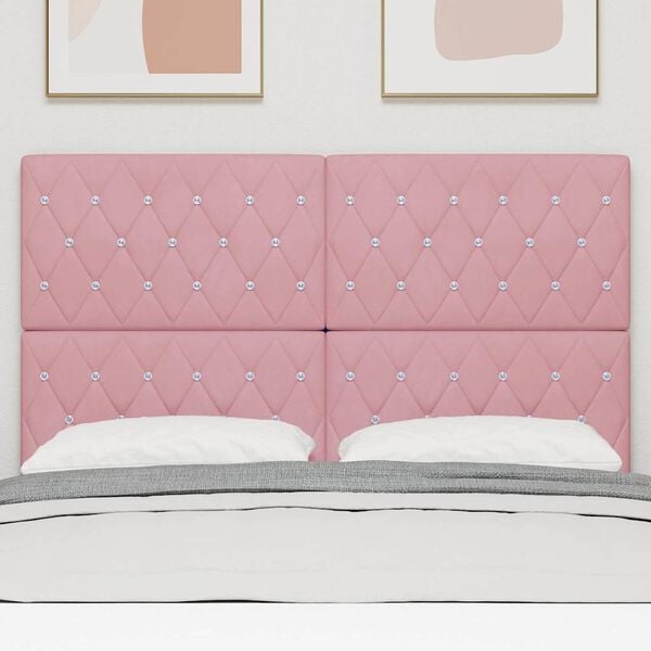 vidaXL Cabeceira com cabeceira Rosa 144 cm Couro Sint&eacute;tico