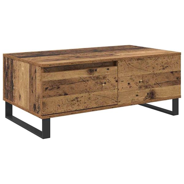 vidaXL Mesa de centro com gaveta Madeira Antiga 90 x 50 x 36,5 cm