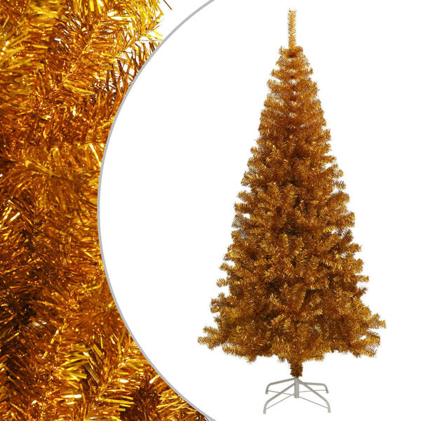 vidaXL &Aacute;rvore de Natal artificial com suporte 240 cm PET dourado
