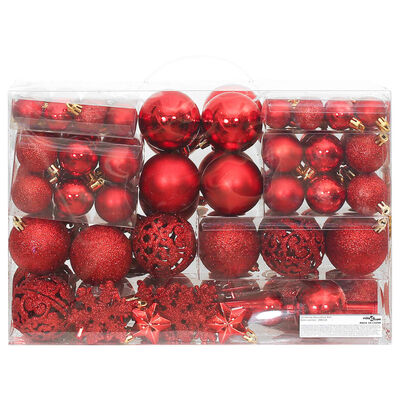 vidaXL 111 pcs conjunto de enfeites de Natal poliestireno vermelho