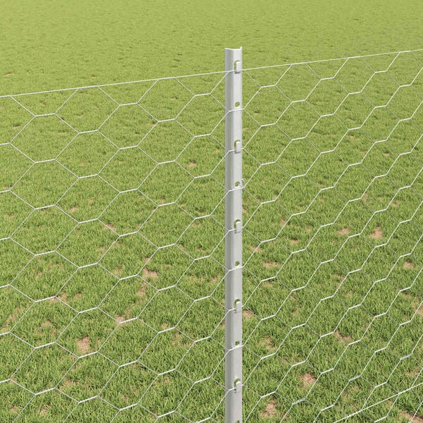 vidaXL Cerca com Poste Prateado 1,5 x 50 m A&ccedil;o