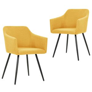 vidaXL Cadeiras de jantar 2 pcs tecido amarelo