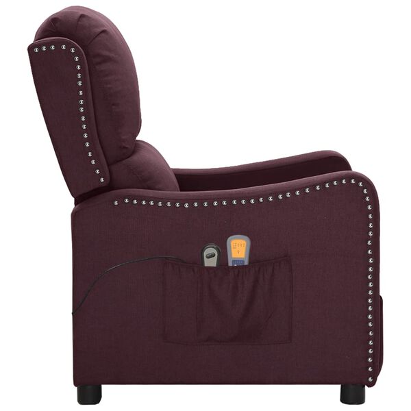 vidaXL Poltrona de massagens el&eacute;trica tecido roxo