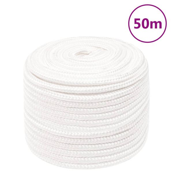 vidaXL Corda de barco 12 mm 50 m polipropileno branco completo