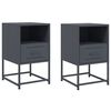 vidaXL Mesas de cabeceira 2 pcs 36x39x60,5 cm a&ccedil;o antracite