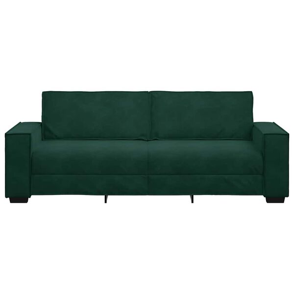 vidaXL Sof&aacute; de 3 lugares 220x78x84 cm veludo verde-escuro