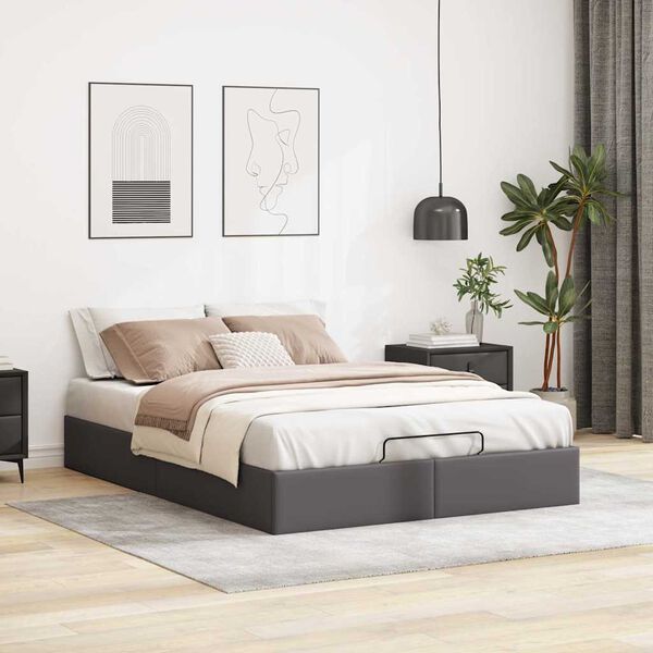 vidaXL Estrutura de cama otomana sem colchão 140x190 cm cinzenta