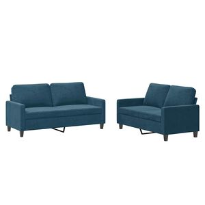 vidaXL 2 pcs conjunto de sof&aacute;s com almofad&otilde;es veludo azul