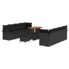 vidaXL Conjunto de Sof&aacute; de Jardim com almofada 11 pcs Preto vime PE